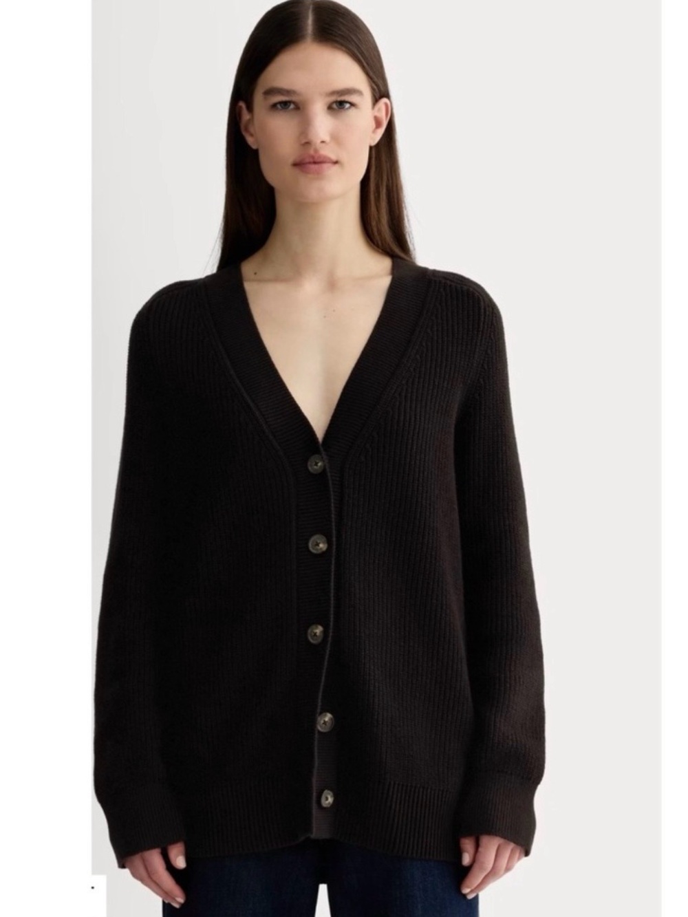 EVERLANE | Black V-Neck Cocoon Style Oversized Cardigan Sweater Sz. Medium